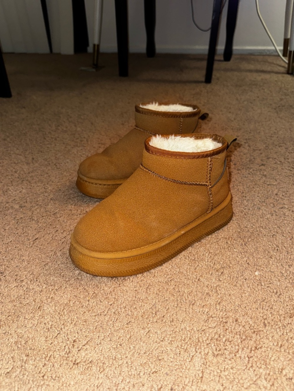 Cozy Faux-Suede Ankle Booties in Chestnut Brown
